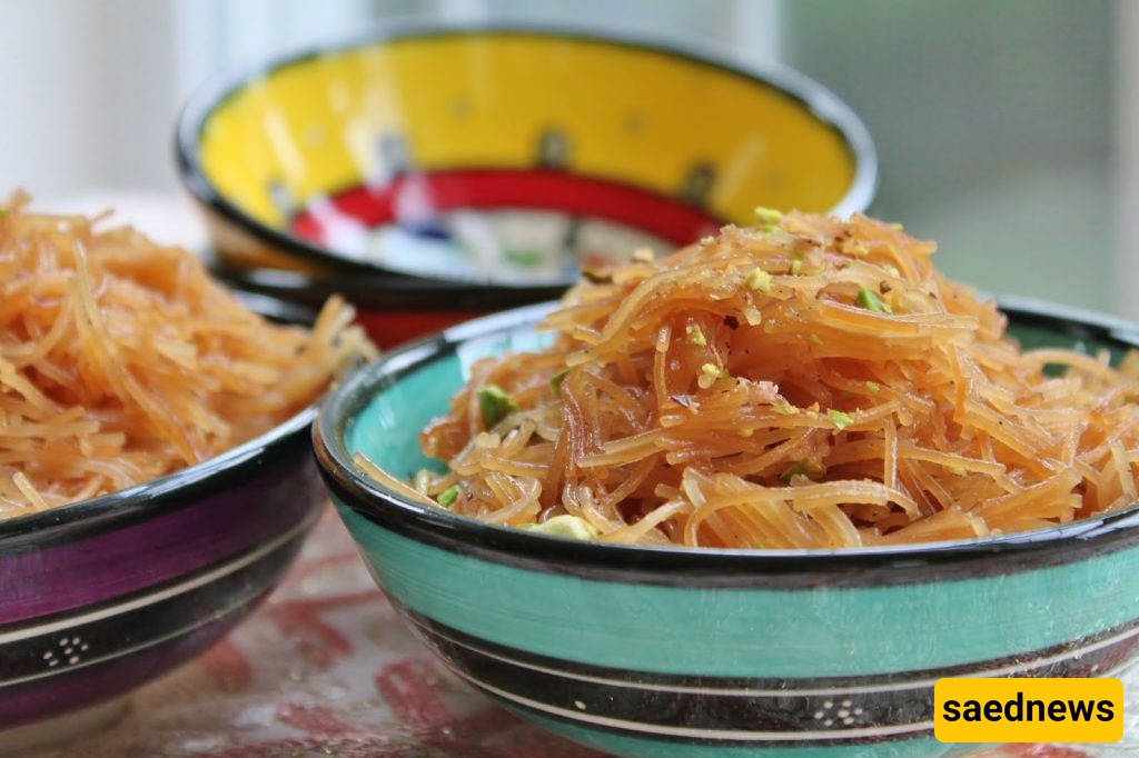 Arabic Coffee-Flavored Dessert with Sheriyeh Noodles