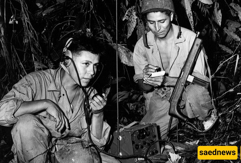 Navajo natives who served as code talkers in the US Army during World War II.
